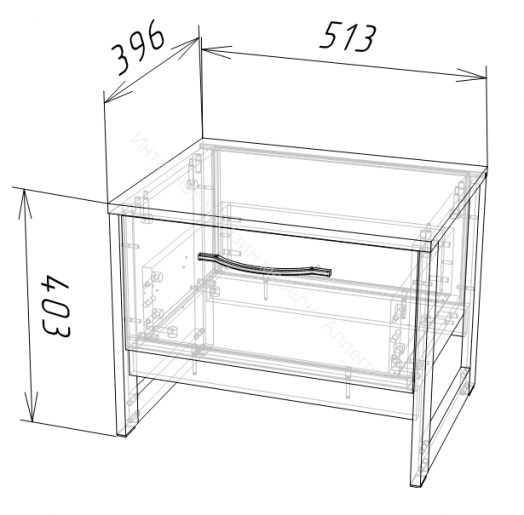 Тумба прикроватная Тип 2 (N) HUGO Дуб Гранж/Железный камень