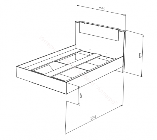 Спальня К-1 HUGO Дуб Гранж/Железный камень