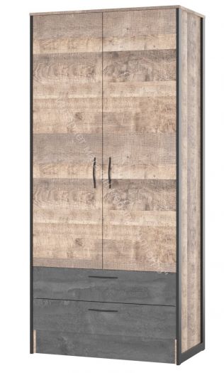 Шкаф 2-х дверный (N) HUGO Дуб Гранж/Железный камень