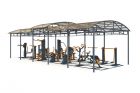 Тренажерная беседка уличная  из 14 тренажеров на раме ТРК-1.3