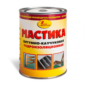 Мастика Битумно-Каучуковая Новбытхим 1л для Гидроизоляционной Защиты Бетонных, Металлических, Деревянных и Других Поверхностей.