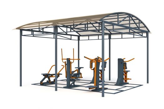 Тренажерная беседка уличная из 6 тренажеров на раме ТРК-1.7