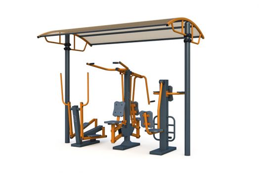 Тренажерная беседка уличная на 3 тренажера ТРК-1.10