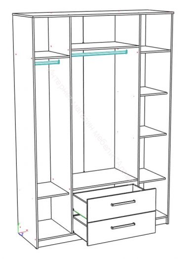 Шкаф 4-х дверный с зеркалом БЛАНКА Дуб Сонома/Белый глянец