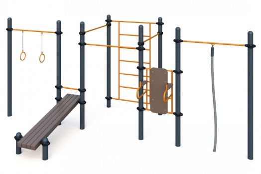Спортивный комплекс с турниками. шведской стенкой, брусьями,  лавкой W-01-010
