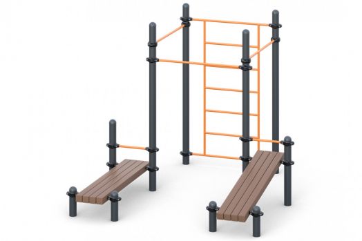 Спортивный комплекс с турниками, шведской стенкой, и лавками W-01-009