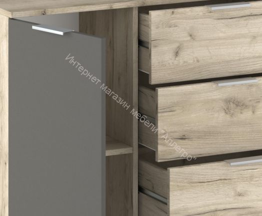 Комод 1300 ВЕНЕЦИЯ Дуб серый Крафт/Серый графит