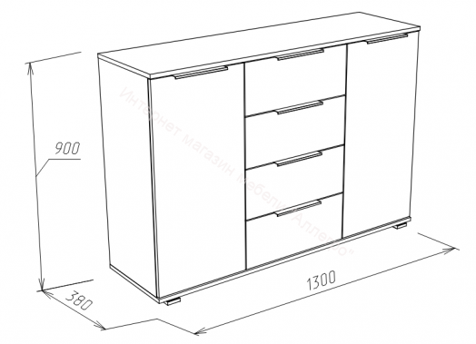 Комод 1300 ВЕНЕЦИЯ Дуб серый Крафт/Серый графит