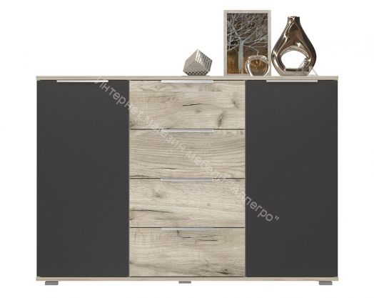 Комод 1300 ВЕНЕЦИЯ Дуб серый Крафт/Серый графит