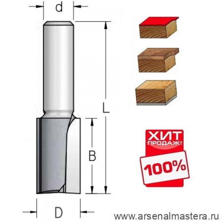 ХИТ! Фреза обгонная нижний подшипник D 12,7 B 25 Z 2 хвостовик 6 мм WPW F241273