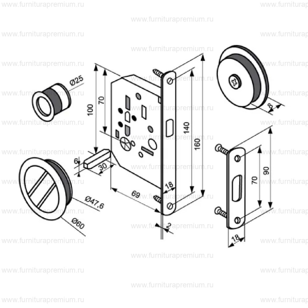 Комплект для раздвижных дверей Morelli MHS-1 WC