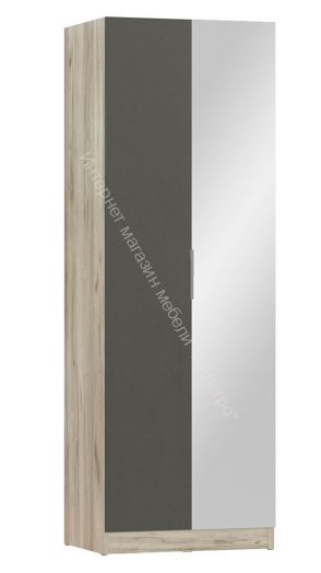 Шкаф 2-х дверный с зеркалом ВЕНЕЦИЯ Дуб серый Крафт/Серый графит