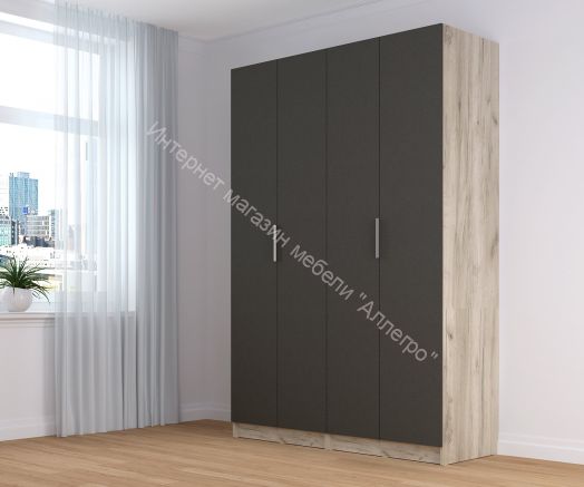 Шкаф четырёхдверный ВЕНЕЦИЯ Дуб серый Крафт/Серый графит