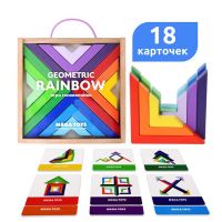 Геометрический конструктор Geometric Rainbow, в деревянной коробке