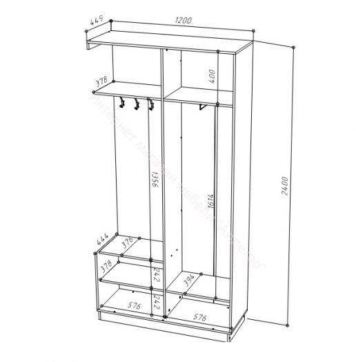 Прихожая-купе FIX 03L.11 с зеркалом Дуб сонома