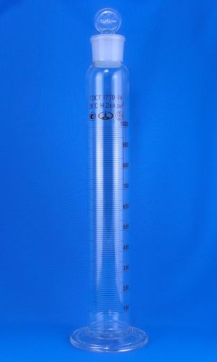 Цилиндр мерный 2-1000-2, 1000 мл, стеклянная пробка, шлиф 45/40