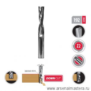 Новинка! Фреза спиральная монолитная S 10  D 10  I 42  L 85  Z 2 Down Cut с отрицательным углом наклона режущих граней Woodwork 192.4285.10