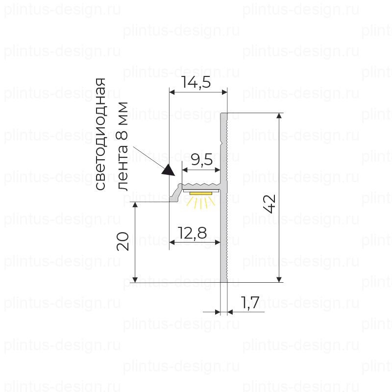 Теневой плинтус Фесо 20 мм Чёрный