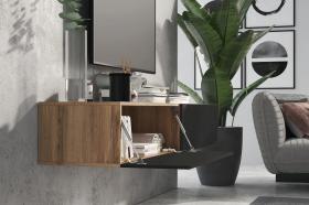 Тумба ТВ 120 SOMERO Дуб Вотан/Чёрный глянец