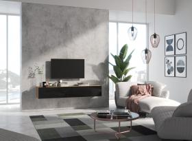 Тумба ТВ 180 SOMERO Дуб Вотан/Чёрный глянец