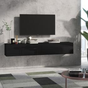 Тумба ТВ 180 SOMERO Чёрный/Чёрный глянец