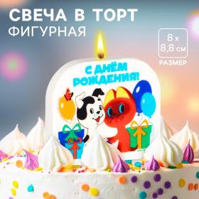 Свеча для торта "С Днем Рождения!", 8 х 8,8 см, Союзмультфильм