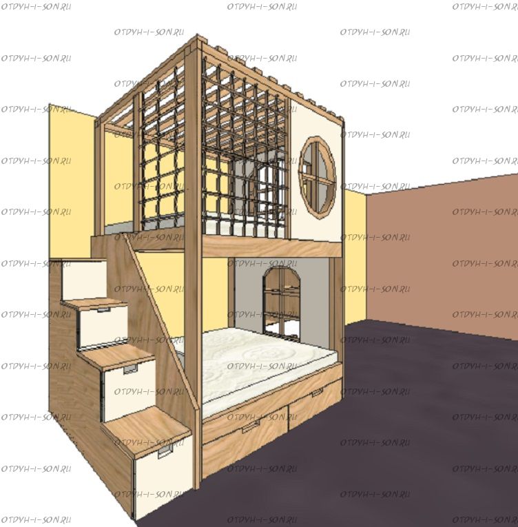 Кровать двухъярусная, Кровать-домик Santana Corner Sky №8
