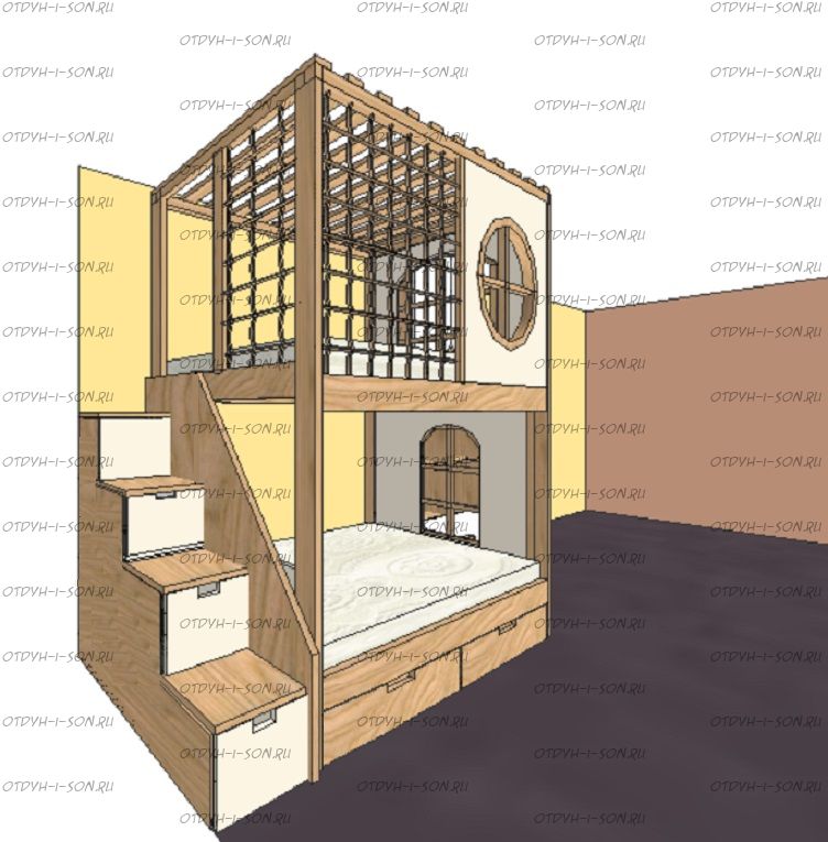 Кровать двухъярусная, Кровать-домик Santana Sky №8 189386840