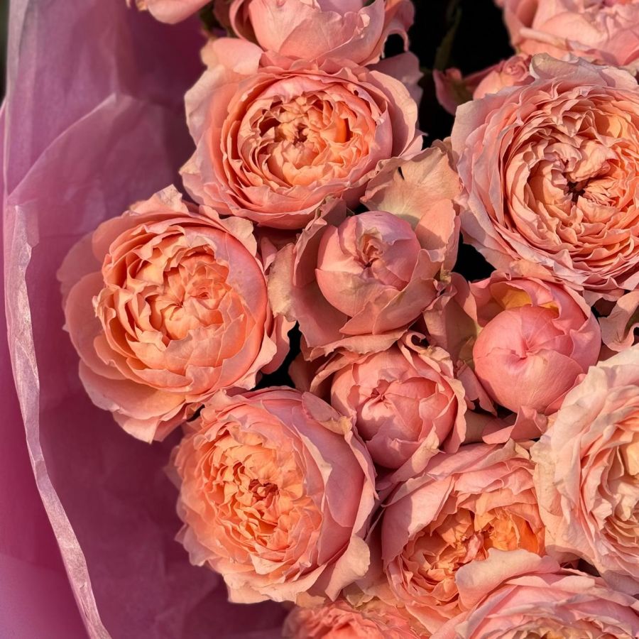 Большой букет из пионовидных роз