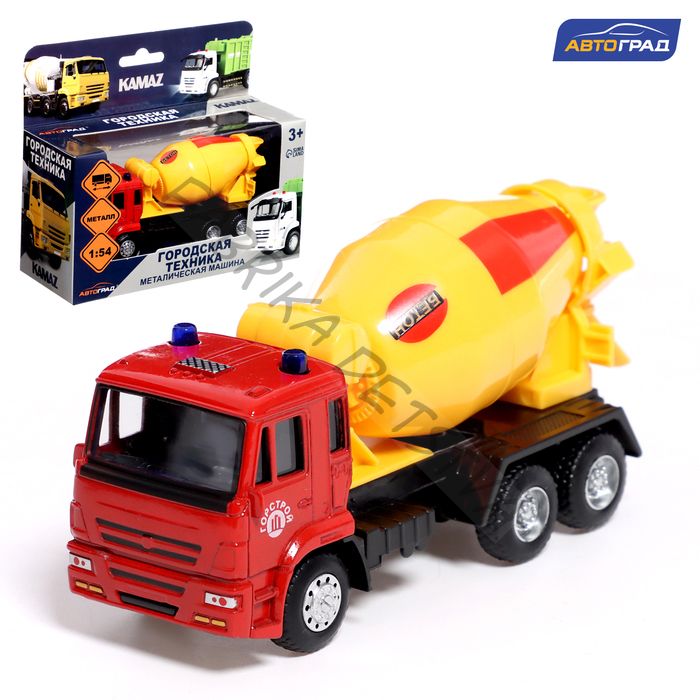 Грузовик металлический «КАМАЗ. Бетономешалка», 1:54, инерционный, цвет красный