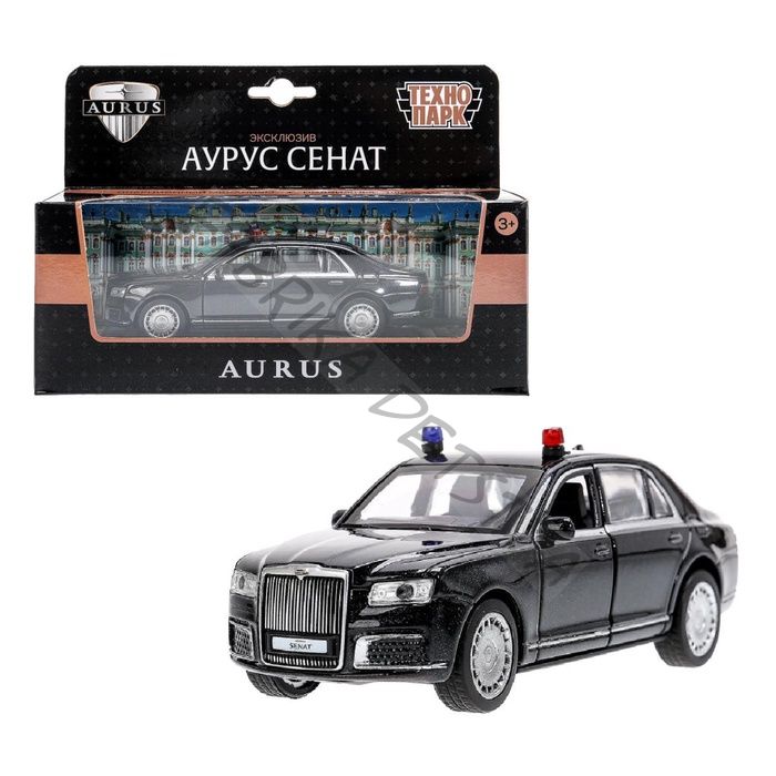 Машинка металлическая «Аурус сенат», открываются двери, багажник, инерция, 13,5 см, черный