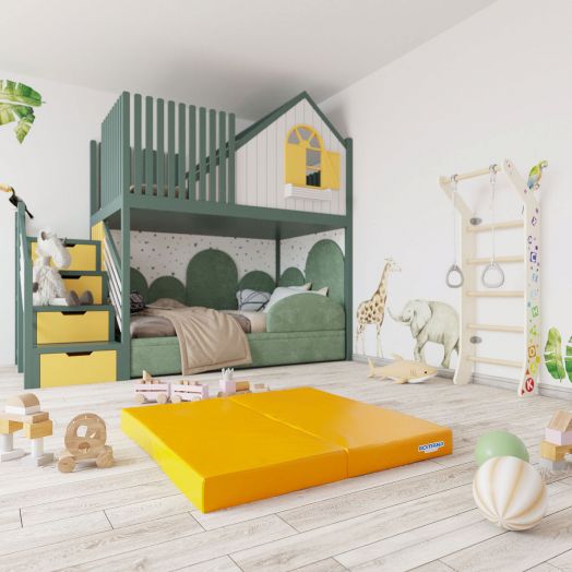 Мат (мягкий щит)  1000*1000*100, в 2 сложения (оранжевый/желтый)