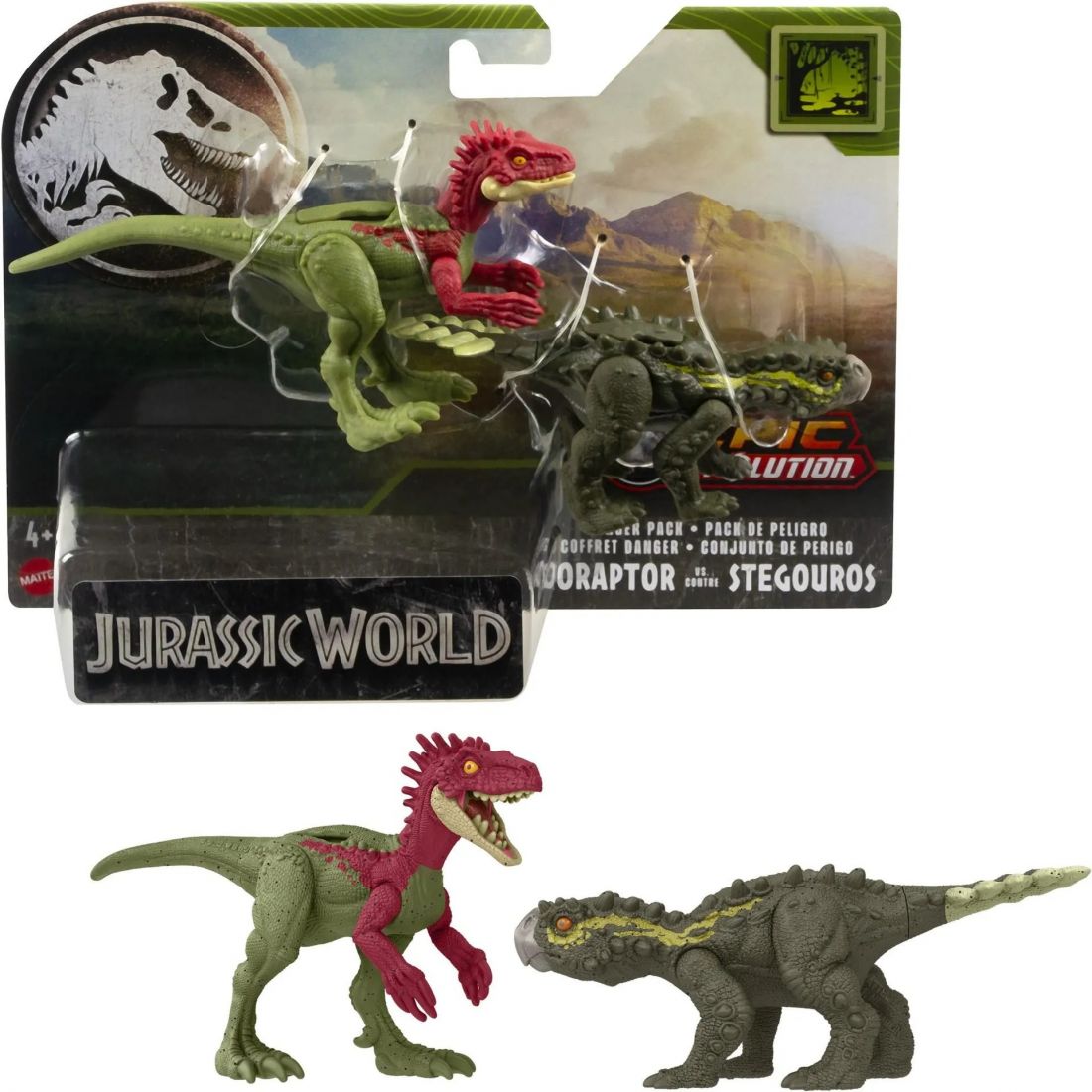 Фигурка динозавра Mattel Jurassic World Eoraptor VS. Stegouros HTK47