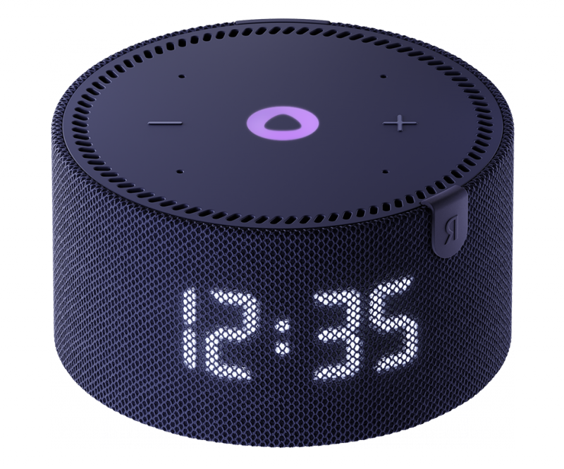 Умная колонка Яндекс Станция Мини с часами с Алисой, Синий сапфир