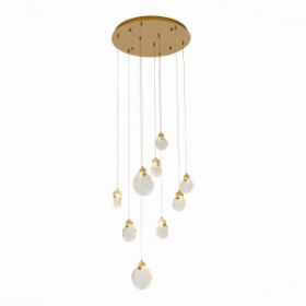 Светильник Подвесной ST-Luce SL6104.203.09 Золотистый/Прозрачный,С Пузырьками Воздуха LED 9*3W 3000K / СТ Люче.