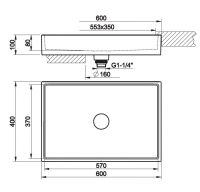 Накладная раковина Gessi Rettangolo 37541 60х40 схема 2