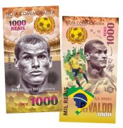 1000 Reais (реалов) Бразилия — Ривалдо. Легенды футбола (Rivaldo Vítor Borba Ferreira. Brasil). Памятная банкнота. Msh Oz