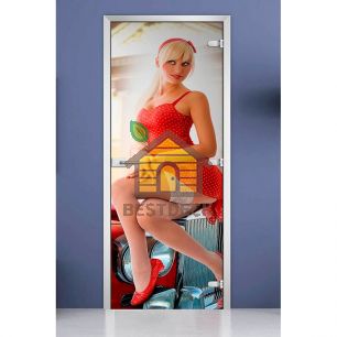 Стеклянная межкомнатная дверь с фотопечатью DW «Woman-02»