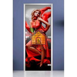 Стеклянная межкомнатная дверь с фотопечатью DW «Woman-05»