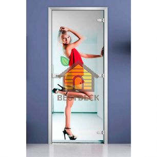 Стеклянная межкомнатная дверь с фотопечатью DW «Woman-10»