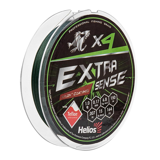 Шнур Extrasense X4 PE #1.0, 0.17mm. Green