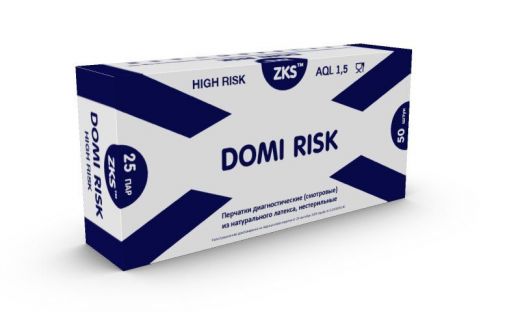 Перчатки ZKS™ латексные сверхпрочные High Risk, "Domi Risk" (25/250)