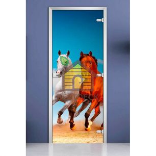 Стеклянная межкомнатная дверь с фотопечатью DW «Animals-05»