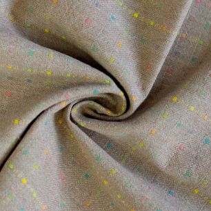 Хлопок фактурный квадратики, бежевая основа 50х37