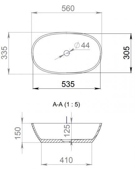 Овальная раковина Salini Sofia накладная 56х34 1101106G схема 4