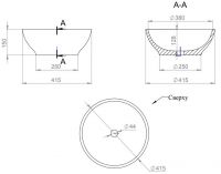 Круглая накладная раковина Salini Gloria 303 42x42 1102203M схема 2