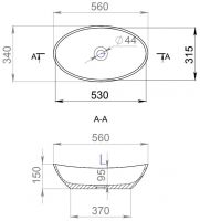 Белая овальная раковина Salini Noemi 56x34 1101203SM S-Stone 1101203SM схема 2