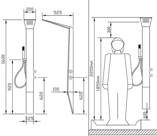 Душевая система панель Slim 2F (Слим 2Ф) схема 2 Душевая система панель Slim 2F (Слим 2Ф) схема 2