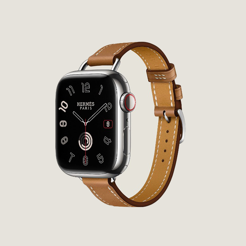 Часы Apple Watch Hermès Series 10 GPS + Cellular 42mm Silver Titanium Case with Gold Attelage Single Tour Часы Apple Watch Hermès Series 10 GPS + Cellular 42mm Silver Titanium Case with Gold Attelage Single Tour