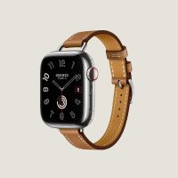 Часы Apple Watch Hermès Series 10 GPS + Cellular 42mm Silver Titanium Case with Gold Attelage Single Tour Часы Apple Watch Hermès Series 10 GPS + Cellular 42mm Silver Titanium Case with Gold Attelage Single Tour